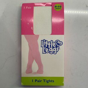 Little L’eggs White Tights Girls Size L For Ages 8-10 NEW